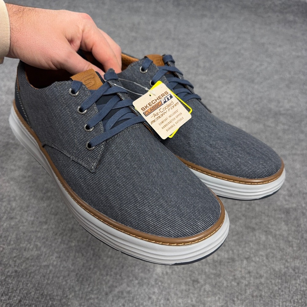 Skechers Shoes Men 13 Blue Moreno-Ederson Classic Fit Air-Cooled Memory Foam NEW